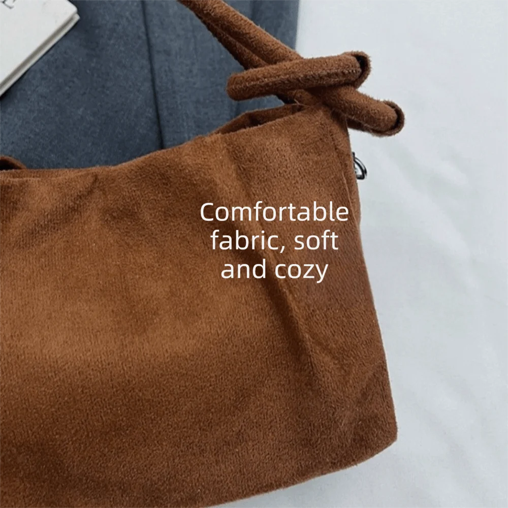 Retro-Stil Wildleder Umhängetasche mit Magnetverschluss Weicher Griff Schultertasche Faltenoptik Modische Handtasche für Damen – Detail 13