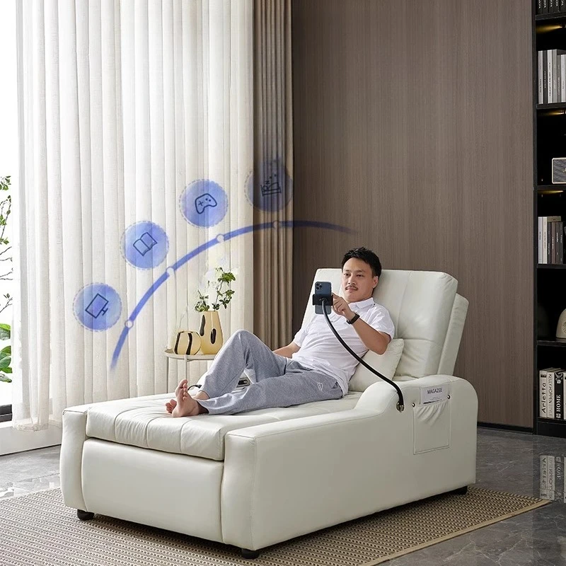 أرائك غرفة المعيشة الحديثة المصممة باللون البيج Loveseat أرائك غرفة المعيشة الفاخرة الفردية المنتفخة النائمة Divano Moderno أثاث المنزل #2