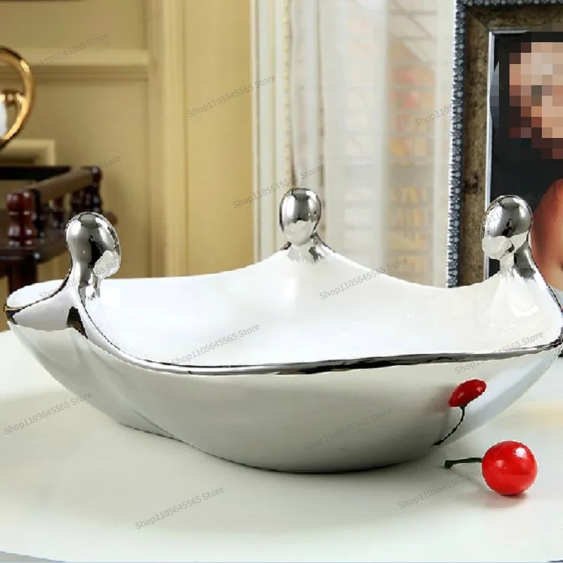 For Ceramic Fruit Plate, Creative Desktop Storage, Coffee Table Plate, Living Room Decoration