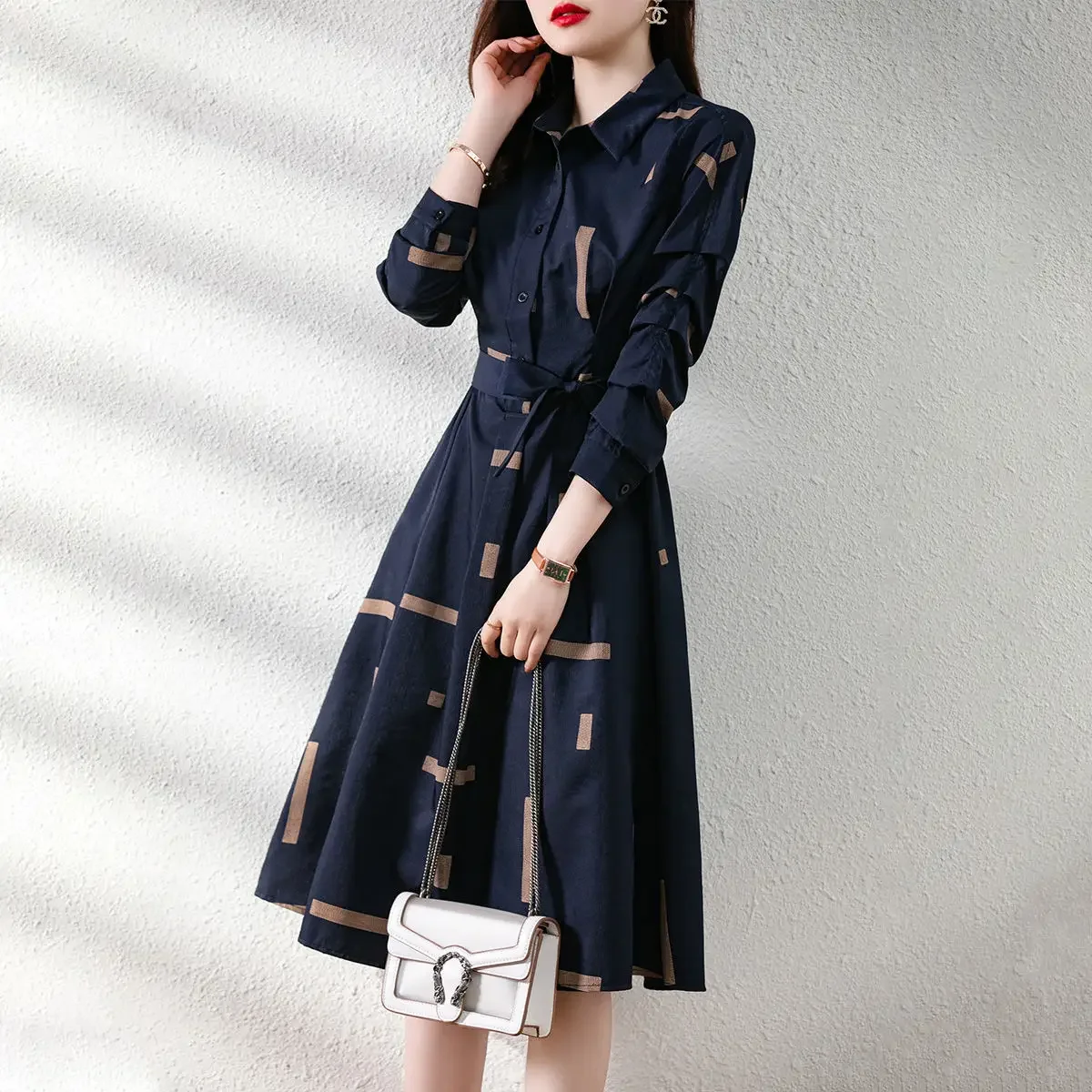 Female Dress New In Midi Women\'s Long Sleeve Dresses Spring Autumn On Sale Clearance Loose Korean Style Elegant and Beautiful G