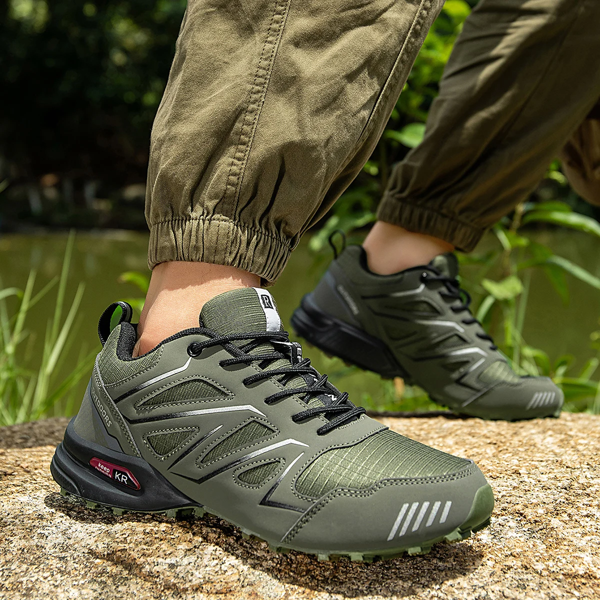 Wasserdichte Herren-Wanderschuhe, atmungsaktives Obermaterial, geeignet für jedes Gelände, Outdoor-Offroad, rutschfest, verschleißfest, Sportschuhe – Detail 15