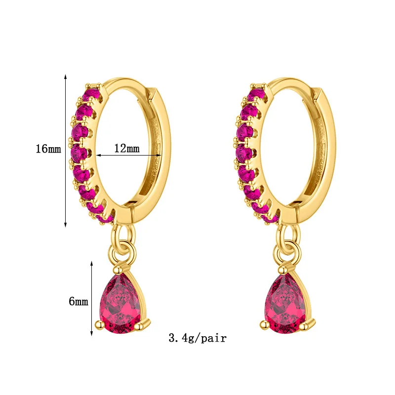 TIANDE Gold Color Dangle Earrings for Women Inlaid Color ed Zircon Ear Cuff Hoop Drop Earrings 2022 Fashion Jewlery Wholesale