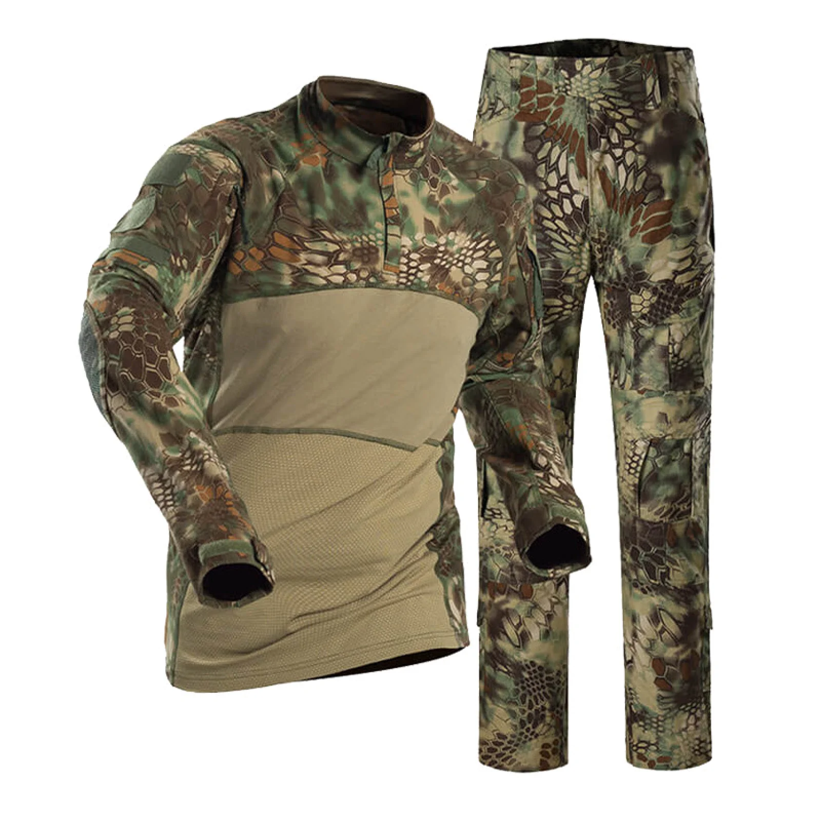 전술 정장 야외 유니폼 사냥 셔츠 Ghillie 정장 카고 바지 훈련 Airsoft Paintball 의류 세트 남성 Outwear