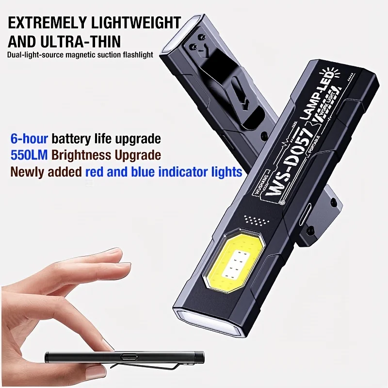 

LED Keychain Flashlight USB C Rechargeable 550LM Portable Mini Torch Pocket Lantern Flood Work Light With Magnet For Emergency
