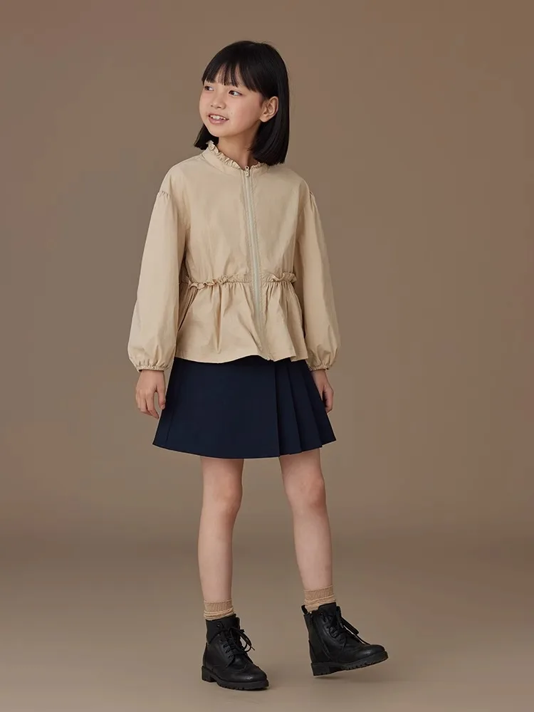 

Floral Border Collar Jackets for Childern Spring and Fall Children's Tops Lightweight Outerwear