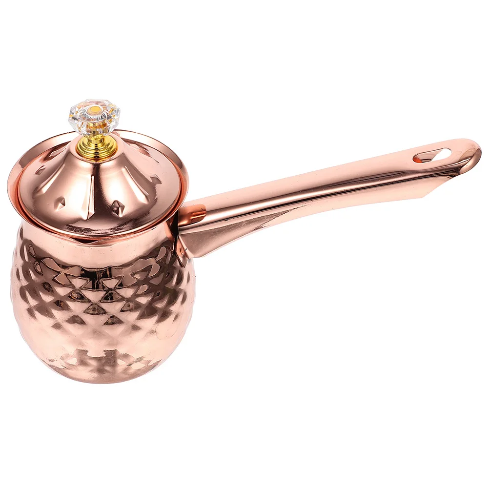 

Turkish Coffee 600ml Rose Gold Stainless Steel Milk Frother Stovetop Soup Stainless Steel Coffee Pot Small Cooking Pot Espresso