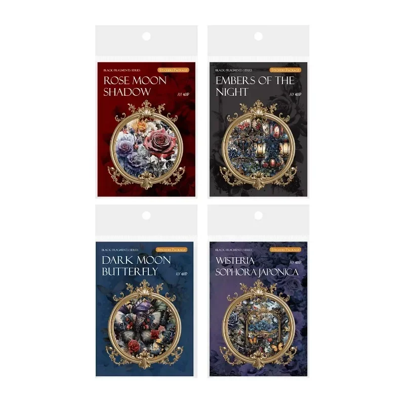 

40Sheets Scrapbook selected materials Black stickers with package Supplies Paper Gift Shard Decorative PET Stickers Tag 142*88mm