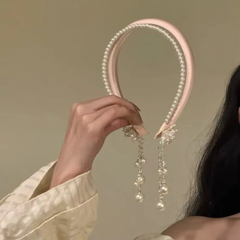 

New Cloth Pearl Hair Band Handmade DIY Tassel Headband Cute Styling Tools HeadHoop Women Girl