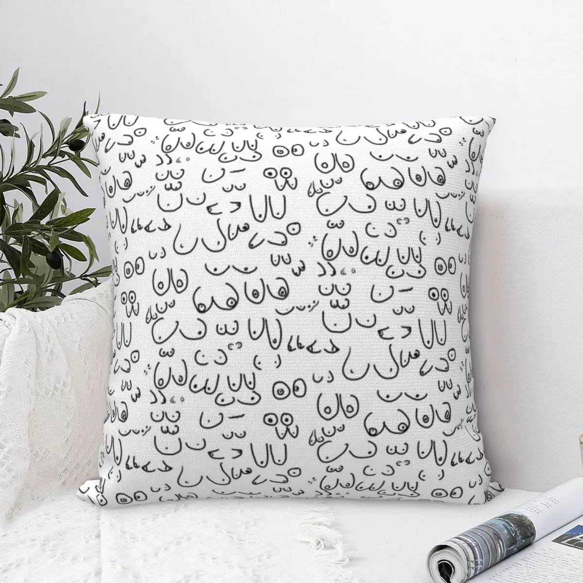 Different Sorts Of Boobs Pattern Square Pillowcase Pillow Cover Polyester Cushion Decor Comfort Throw Pillow for Home Car