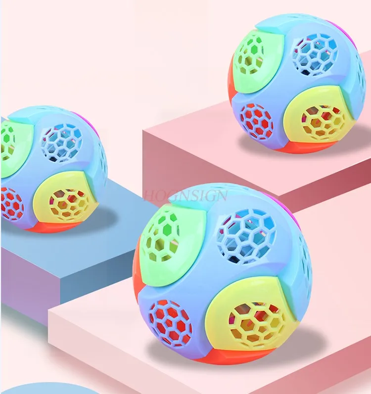 Rompecabezas para niños, conjunto luminoso, pelota que rebota, pelota que rebota elástica con música, bola rodante, flash, juguete eléctrico para bebé