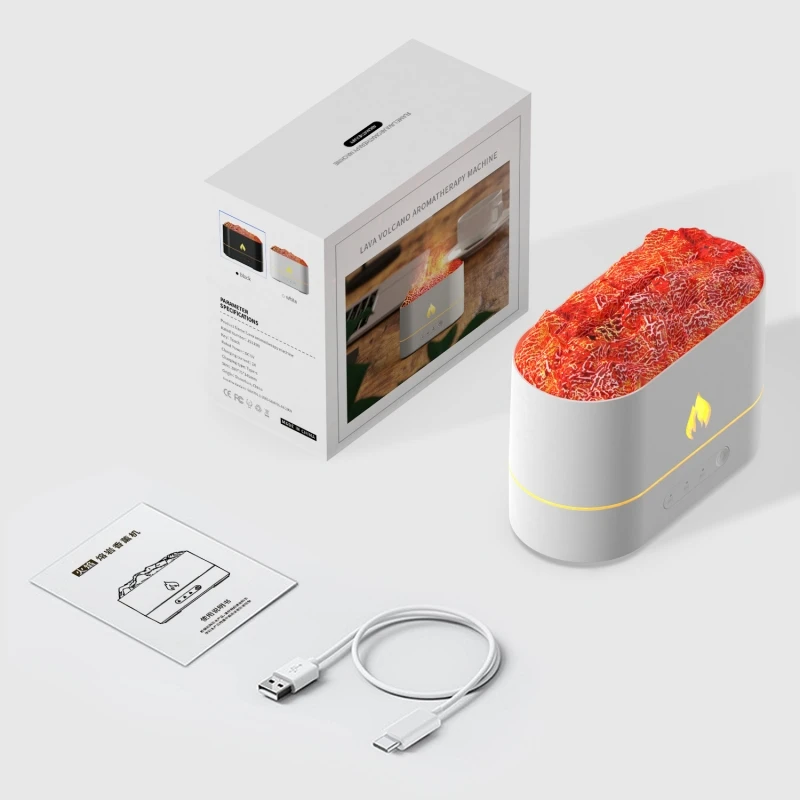 Hogar 250ml difusor de aceite aromático volcánico de Lava con lámpara de llama colorida USB humidificador de aire de aromaterapia ultrasónico fragancia Diffu