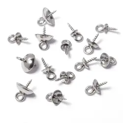 30pcs/lot Bead Caps Clasps Stainless Steel Hooks Top Drilled Beads End Caps Pendant Charms Connectors for DIY Jewelry Making