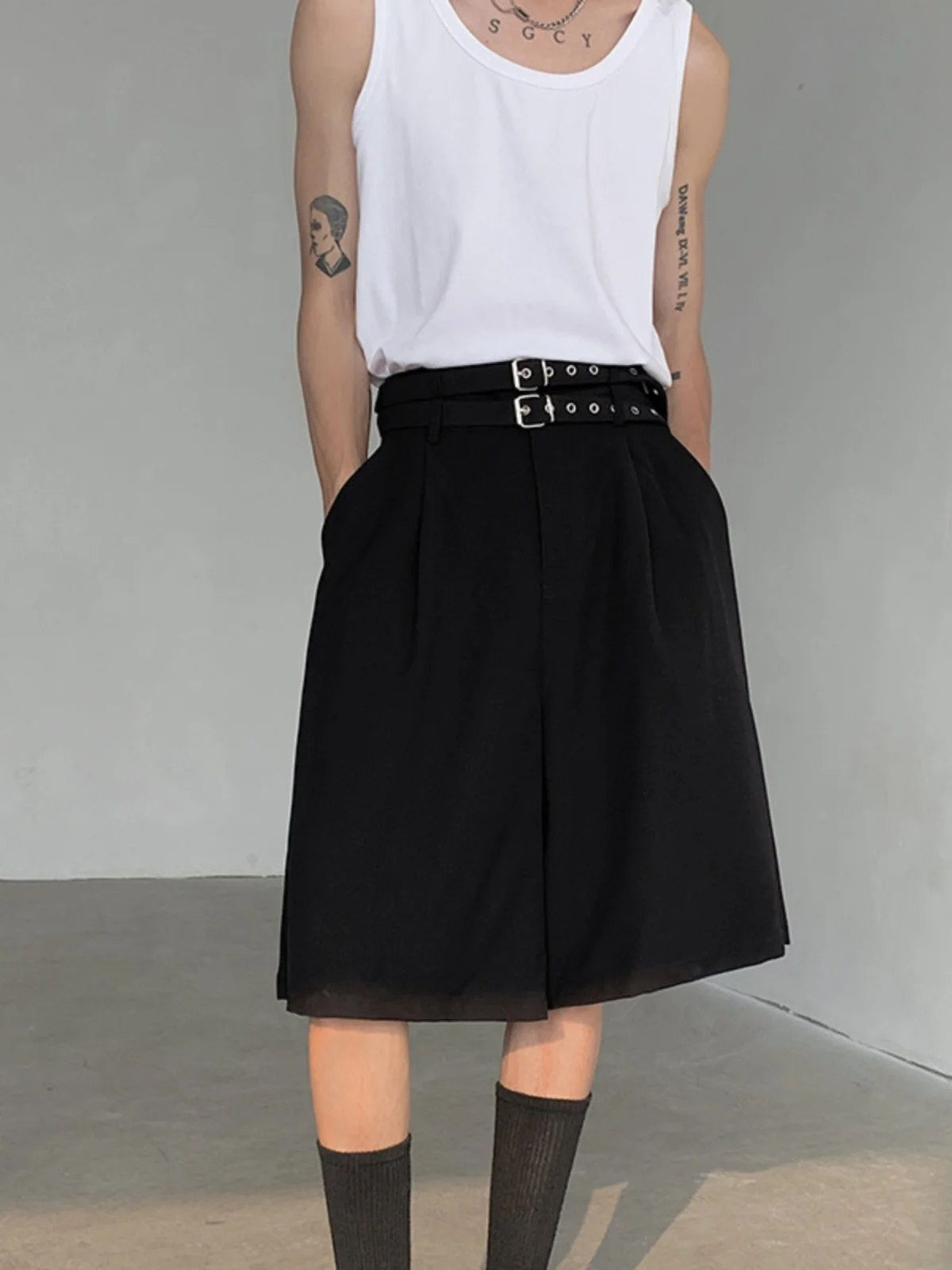 

Корейские повседневные брюки для мужчин, летние модные свободные прямые брюки, широкие брюки с высокой талией, брюки-панталоны.