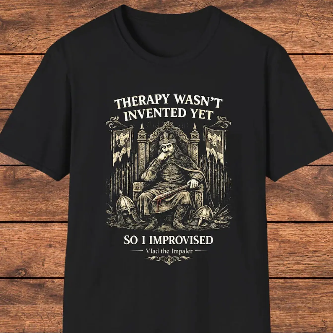 Vlad The Impaler T-shirt Medieval Dark Humor T-shirt Gothic History T-shirt Satirical Retro Gift Death Core T-shirt Vampire Art