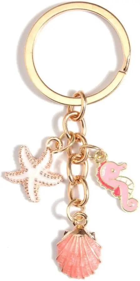 

2025 Seashell Conch Starfish Enameled Keychain Cute Seashell Starfish Tassel Chain Keyring