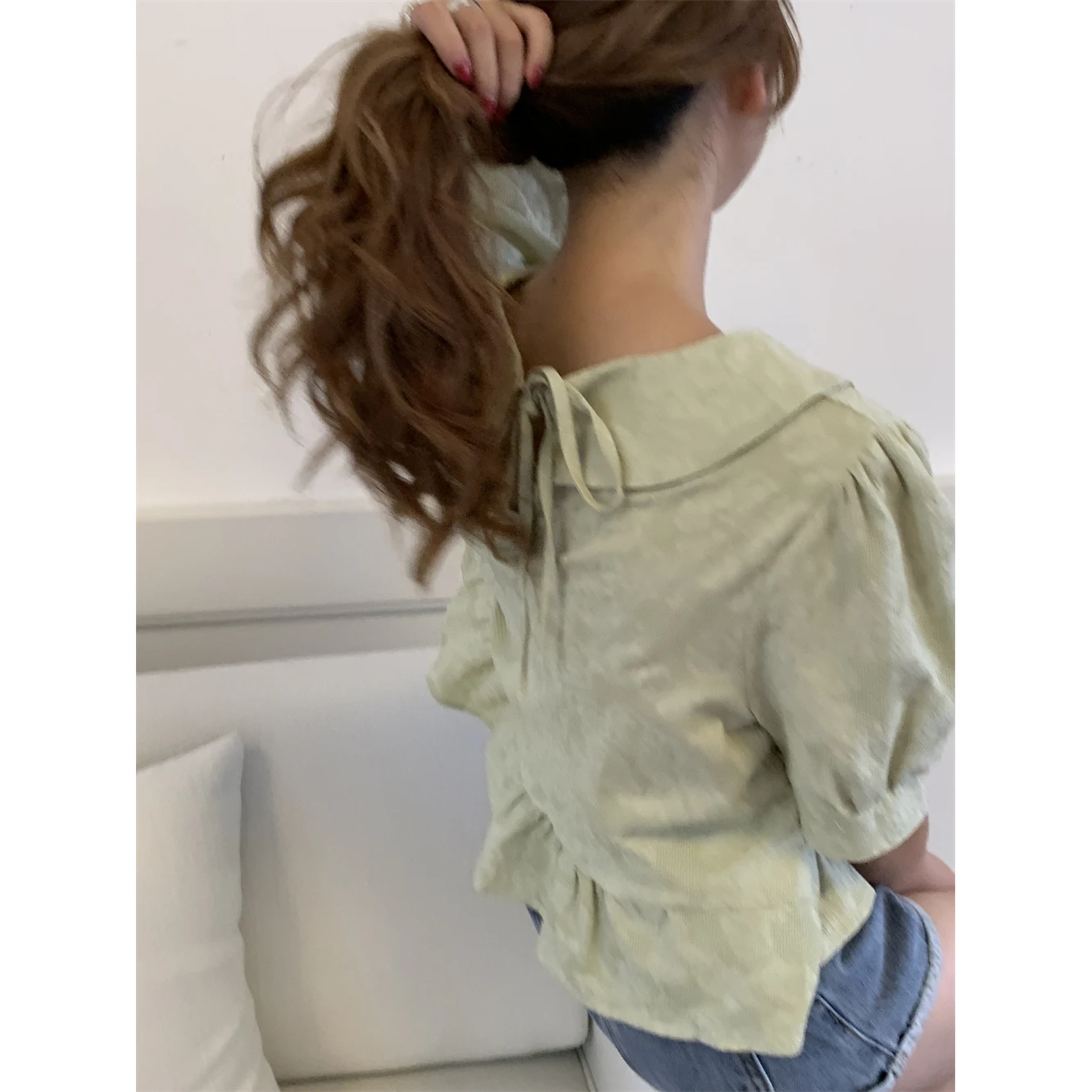 

Женская летняя рубашка из чистого хлопка с вышивкой, кружевом и бантом, повседневная, с коротким рукавом, дышащая, комфортная