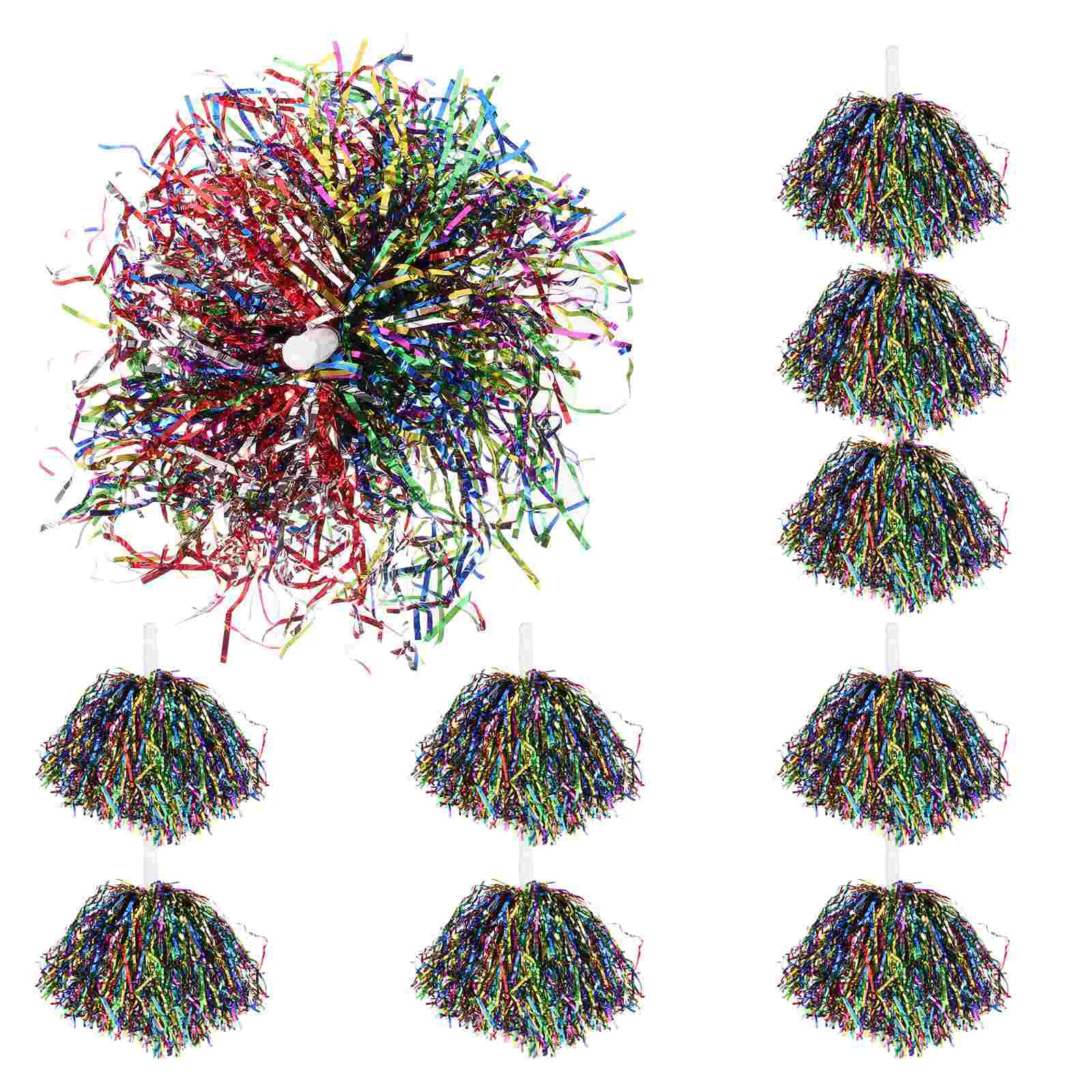 

10 шт., ручные цветы для болельщиков, красочные шарики, реквизит, помпоны, металлическая фольга, нежный помпон для аплодисментов, легкие пластиковые шарики