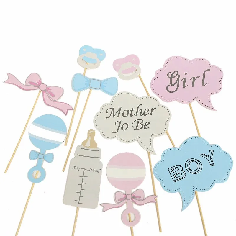 Baby Photo Booth Props Gender Reveal Party Boy or Girl Shower Birthday Party