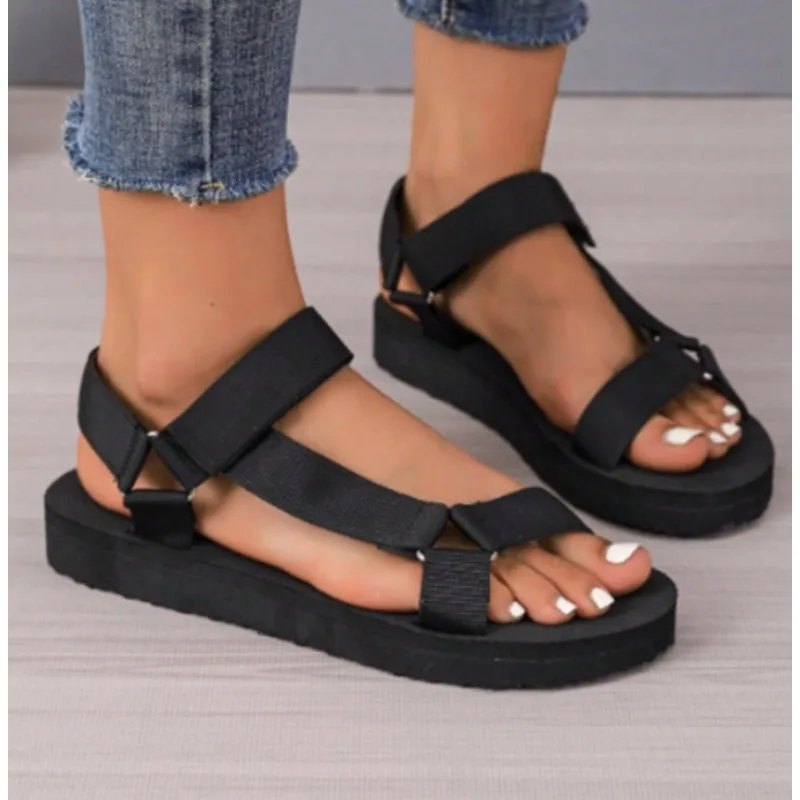 New Female Shoes on Sale Fashion Summer Outdoor Women's Sandals Solid Open Toe Low-heeled Roman Casual Beach Sandals Women