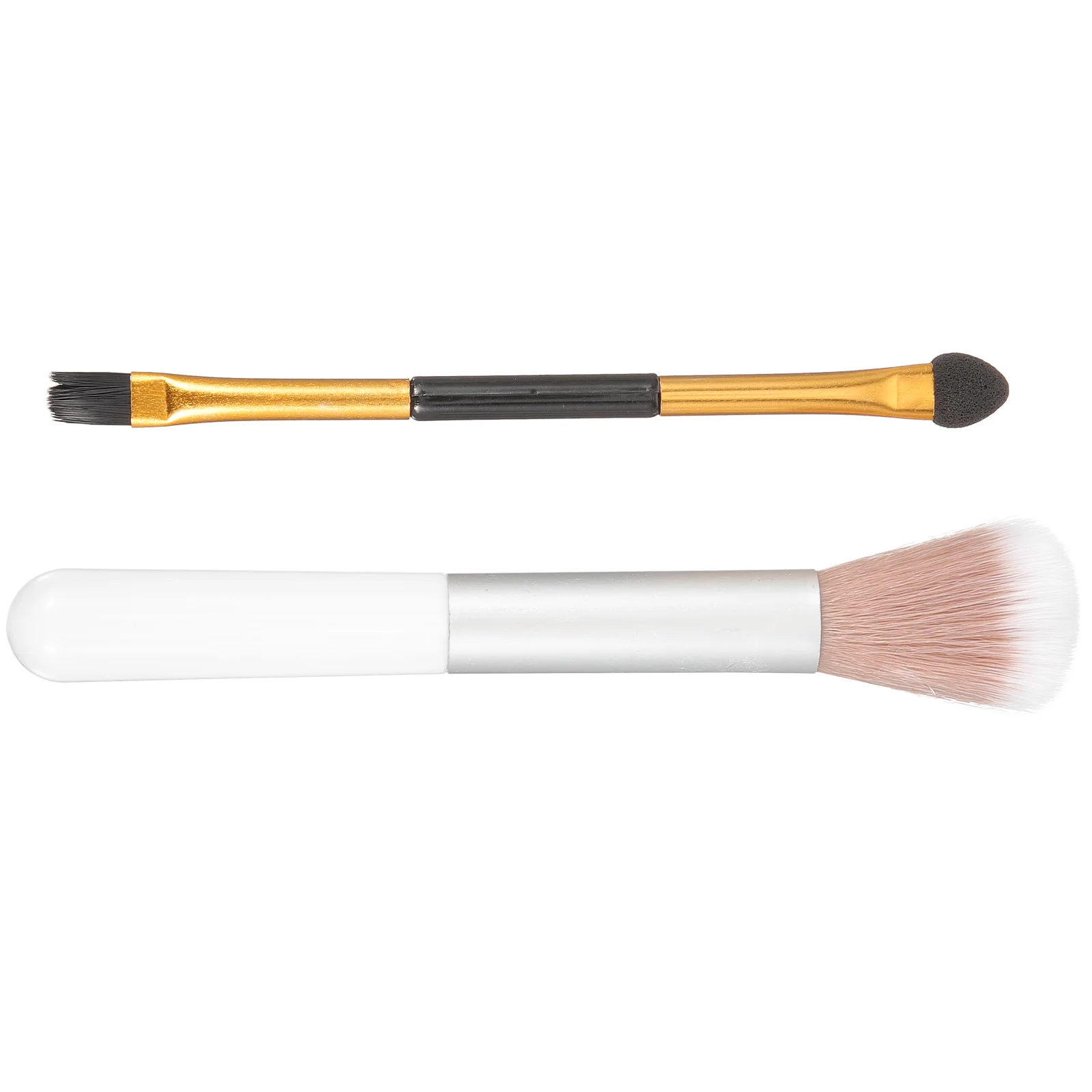 

2pcs Double ended Eyeshadow Highlighter Brush Blending Blusher Makeup Brushes Women Long lasting Durable Plastic Wool Materials