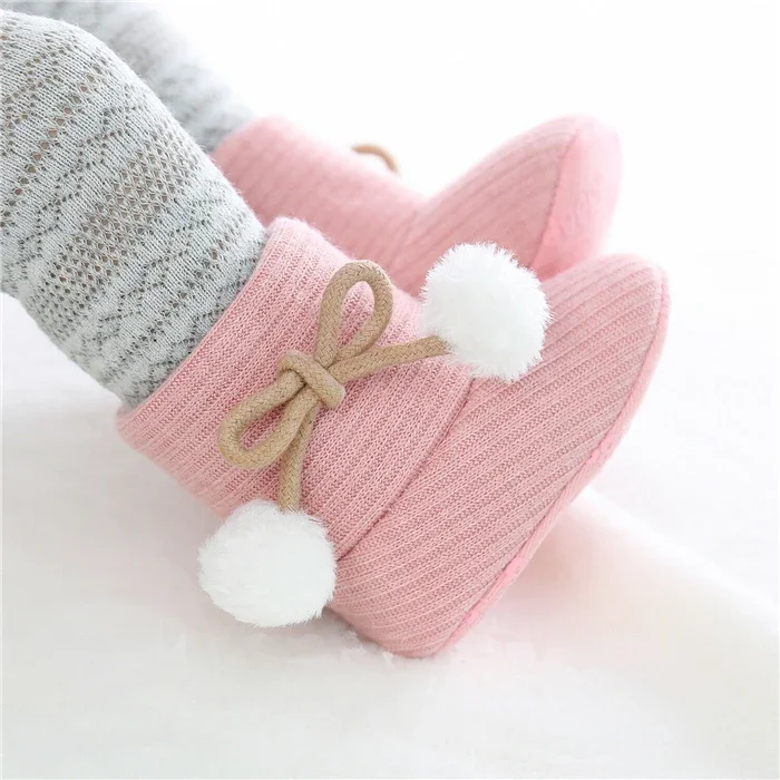 Newborn Boy Girls Baby Anti-Skid Soft Sole Plush Ankle Snow Boots Crib Shoes Toddler Winter Warm Booties Prewalker 0-18M