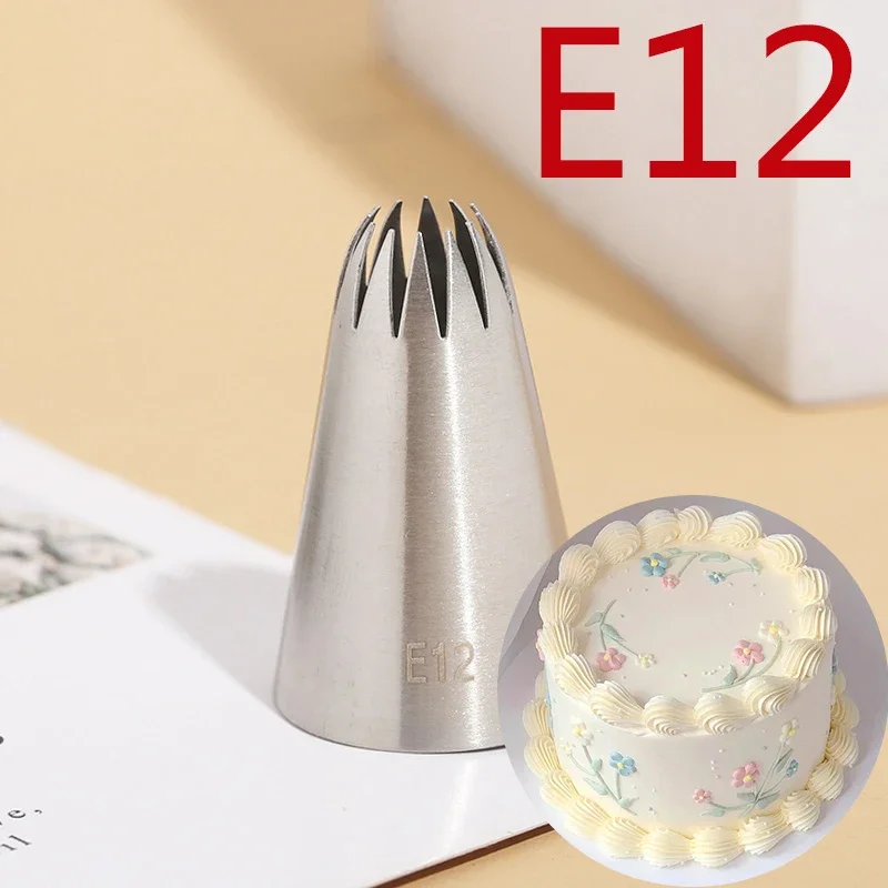 

E12 Piping Nozzle Cake Decorating Icing Tips Stainless Steel Tube Nozzle Baking & Pastry Tools Bakeware Molds Cake tools