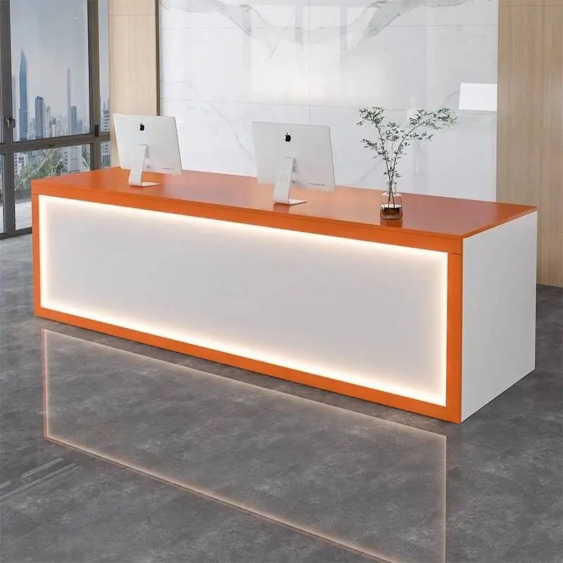 

Wood Orange Reception Desks Checkout Boutique Drawers White Reception Desks Luxury Modern Recepcion Mostrador Office Furniture