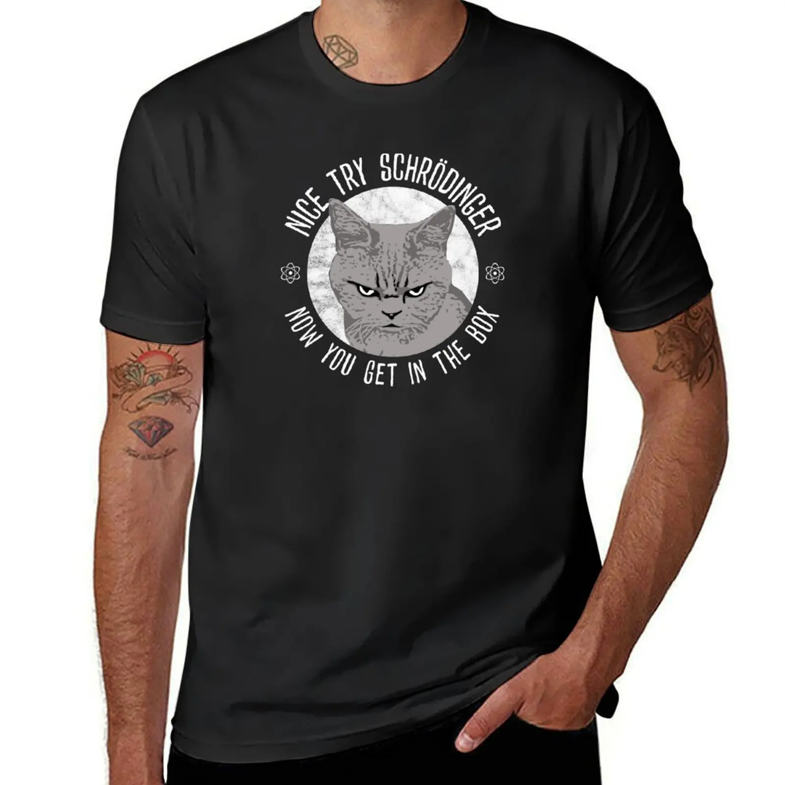 

Nice Try Schrodinger, Schrodinger's Cat, Funny Quantum Physics T-Shirt plain graphics cute tops oversized Men's t shirts