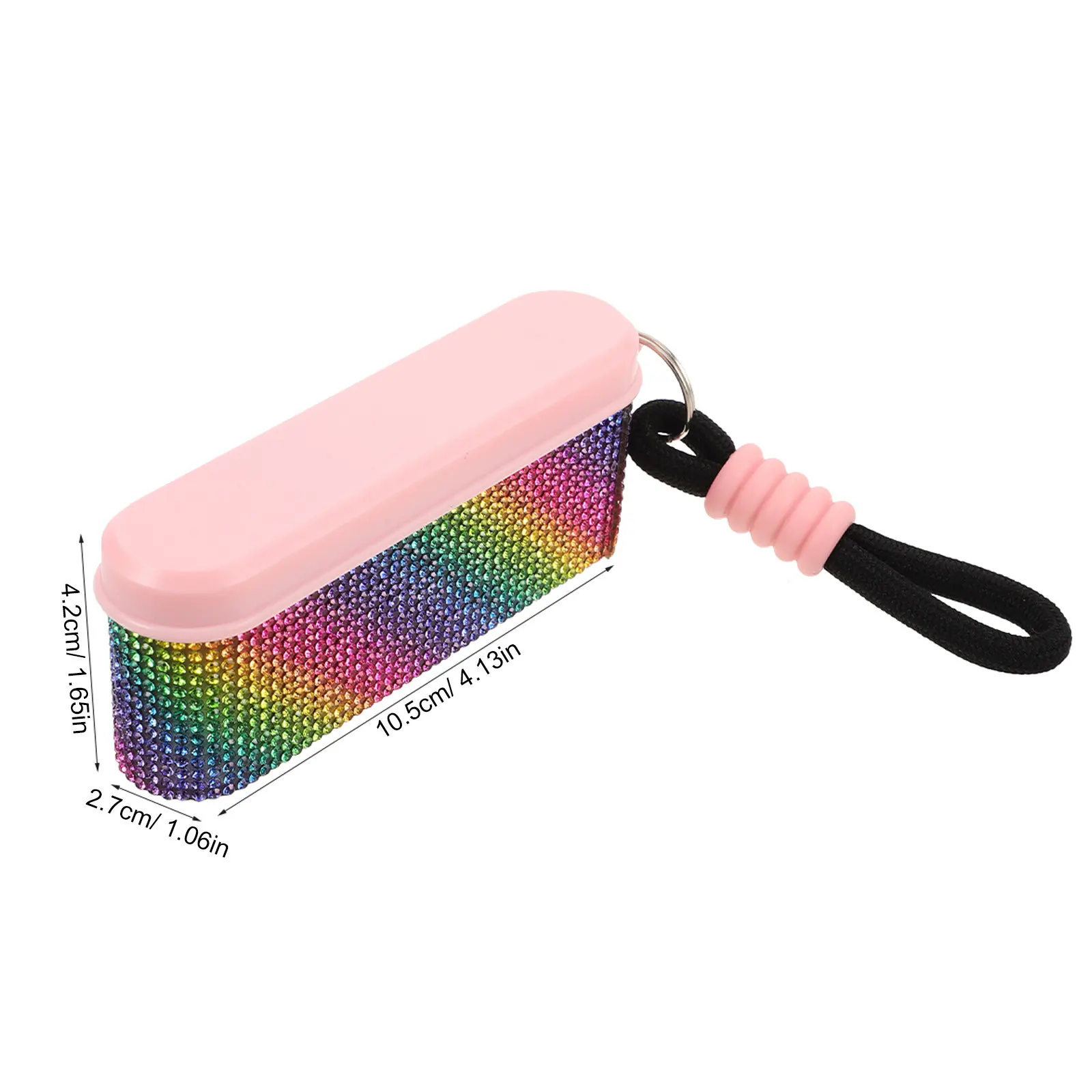 4-Grid Portable Pill Box Keychain Rhinestone Design Compact Medication Organizer for Women Travel Commuting Daily Use Pill