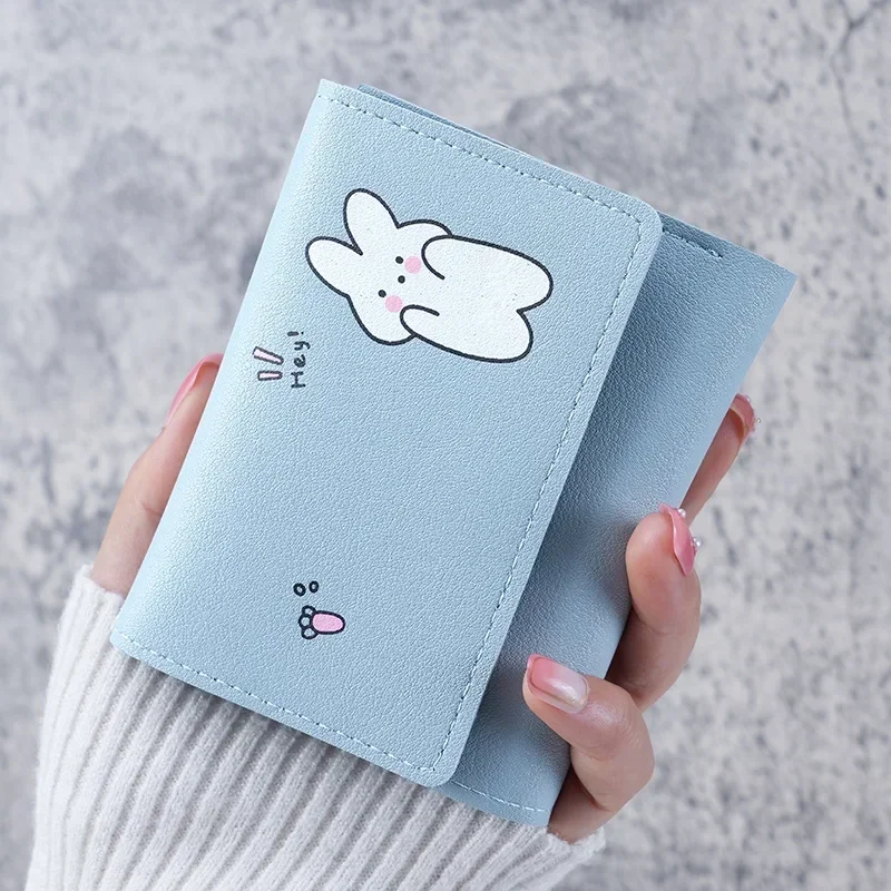 Korean Fashion Cartoon PU Leather Wallets Women Short Multifunctional Card Holders Key Wallets Cute Children Students Wallets