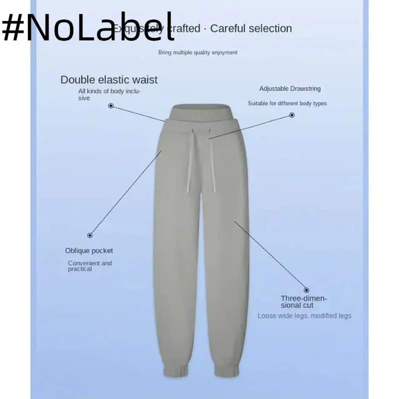 NoneLabelCollection Winter Fleece Lined Mid-Rise Jogger Women Waist Drawstring Fitness Baggy Sweatpants Street Casual Pant