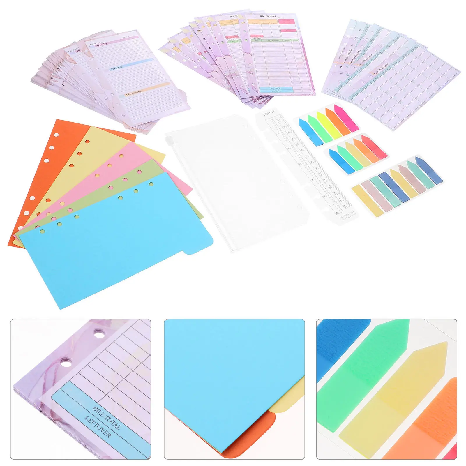 

1Set Replacement Loose Leaf Paper for Binder Notebook - Thick Smooth Writing Paper Plastic Backed Professional Planner Sheets