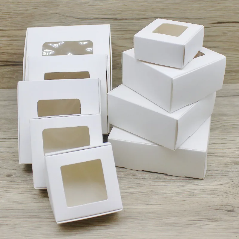 10pcs DIY Handmade gifts box with window Marbling style paper candy boxes cake Package For Wedding home party suppiles