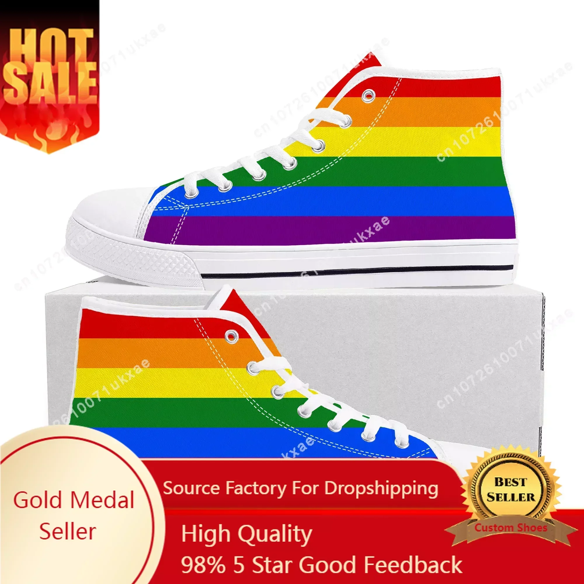 

LGBT ocmogic Pride rainbow High Top Sneakers Mens Womens Teenager Canvas Sneaker Casual Custom Made Shoes Customize Shoe