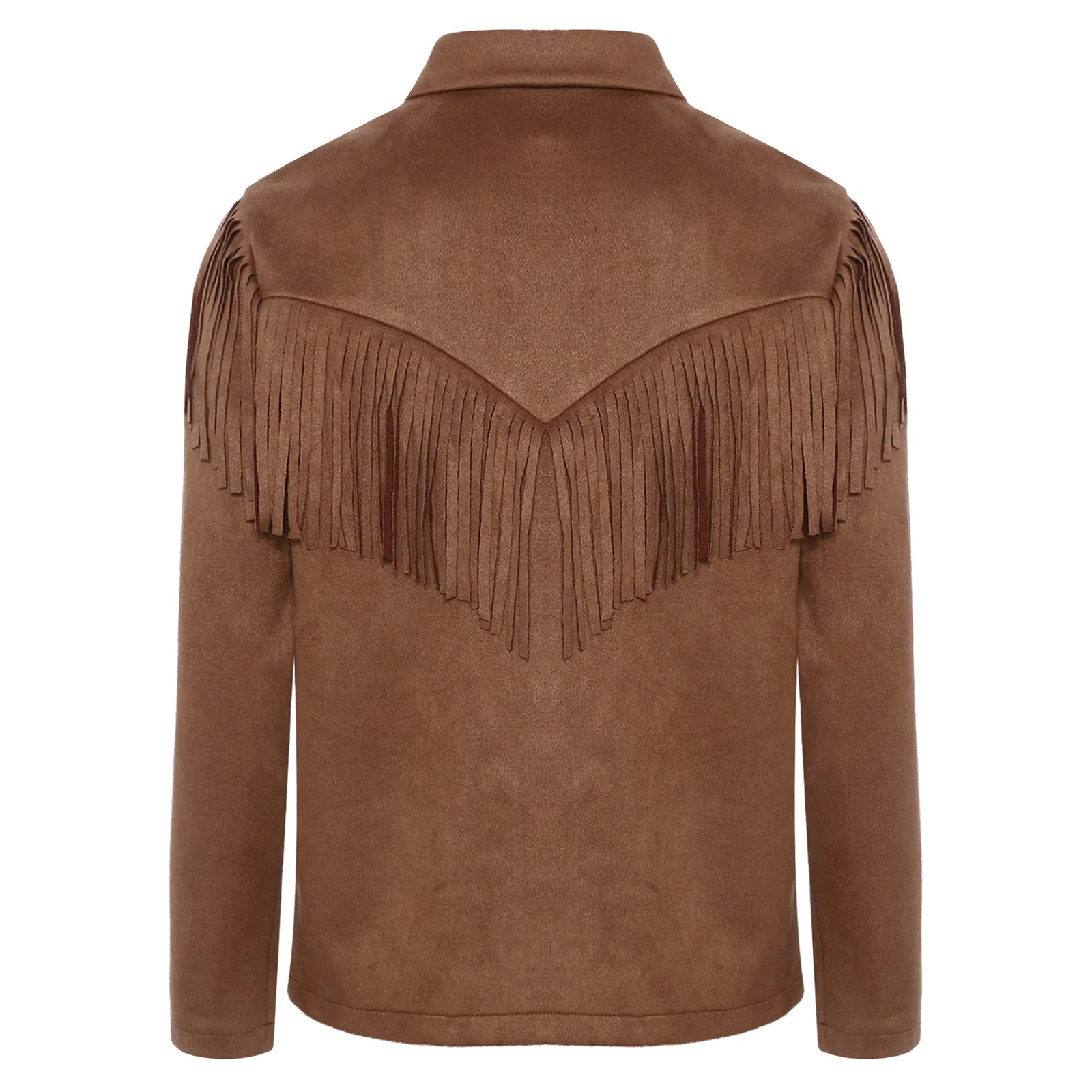 Boys Girls Western Cowboy Cowgirl Costume Long Sleeve Vintage Fringe Suede Coat Top Halloween Carnival Party Cosplay Dress Up