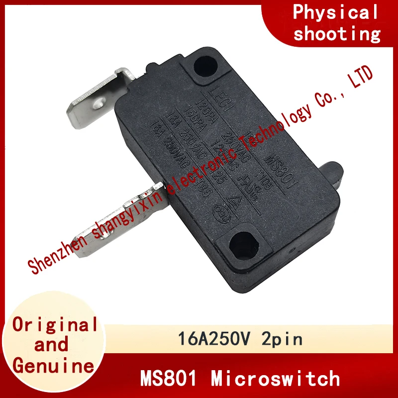 Microswitch, 2-pin normally open, 6.3mm, rice cooker switch, MS801, long pin, 16A, 250V
