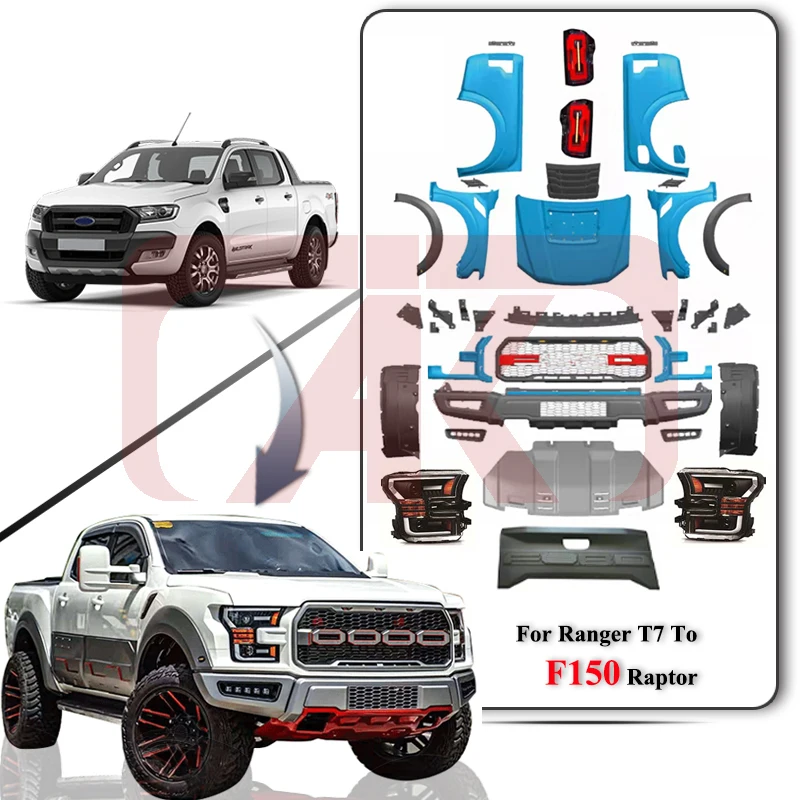 Upgrade Bodykit Facelift Wide Conversion Body Kit For Ranger T6 T7 T8 2012-2020 Upgrade To F150 Raptor