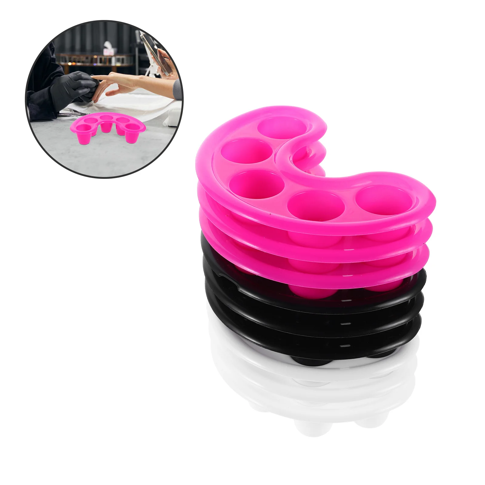 9-częściowy zestaw miseczek do moczenia palców do manicure, różne kolory, konstrukcja na pięć palców, miseczki do usuwania lakieru do paznokci, miseczki do manicure