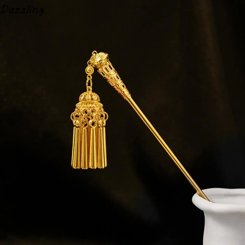

Ancient Thai Metal Flower Hair Fork Leaves Ethnic Style Golden Tassels Hair Fork Lightweight Waterproof Ethnic Style Hair Sticks