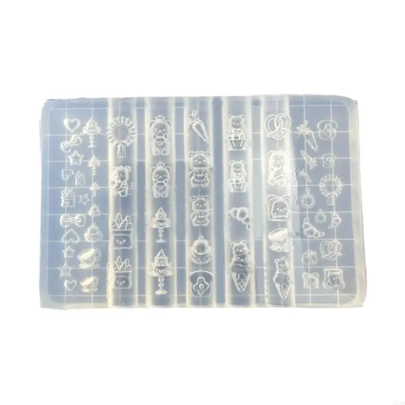 Nails Art Silicone Mold Dessert Bear Theme Manicure Training Tool Professional Manicure Supplies for Various Occasion