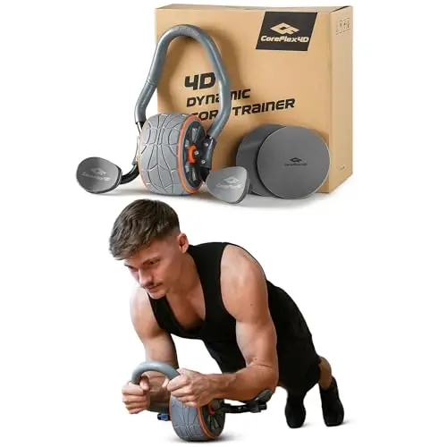 CoreFlex4D Ab Roller Wheel with Elbow Support, 4D Multi-Directional Core Trainer for Abs, Obliques & Stability, Heavy