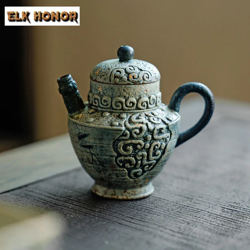 100ml Creative Gold Sprinkled Cloud Thunder Teapot Aesthetic Tea Infuser Pot Tea Soaking Kettle With Filter Teaware Ornaments