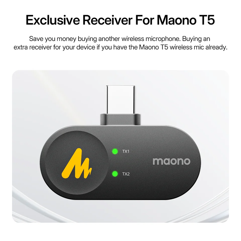 MAONO ピンマイク-ワイヤレスマイク 充電ケース WAVE T5 maono Wave T5アクセサリー カメラ用Lightning Type Cレシーバー T5