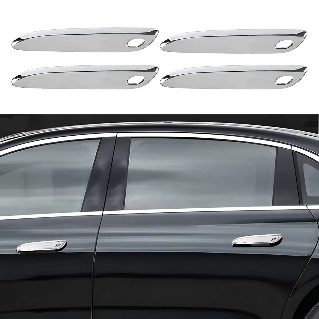 Chrome Exterior Door Handle Cover Strip Trim Plastic fit for Mercedes Benz E S EQE EQS W214 V295 X294 2024-2025