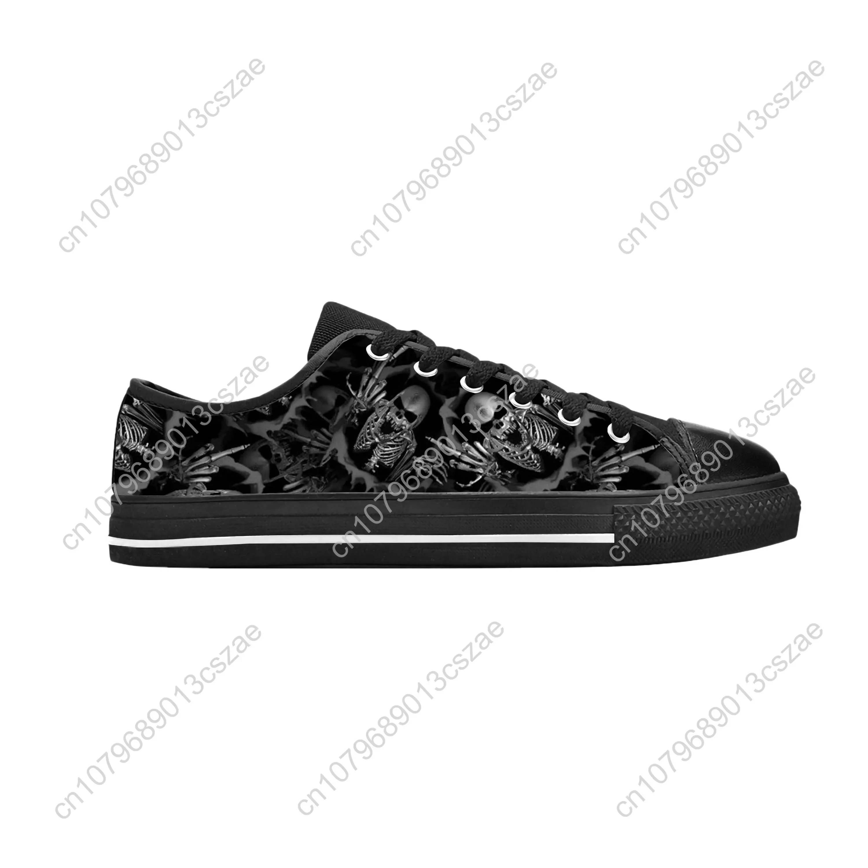 Sugar Skull Paisley Skeleton Goth Gothic Horror Casual Cloth Shoes Low Top Comfortable Breathable 3D Print Men Women Sneakers