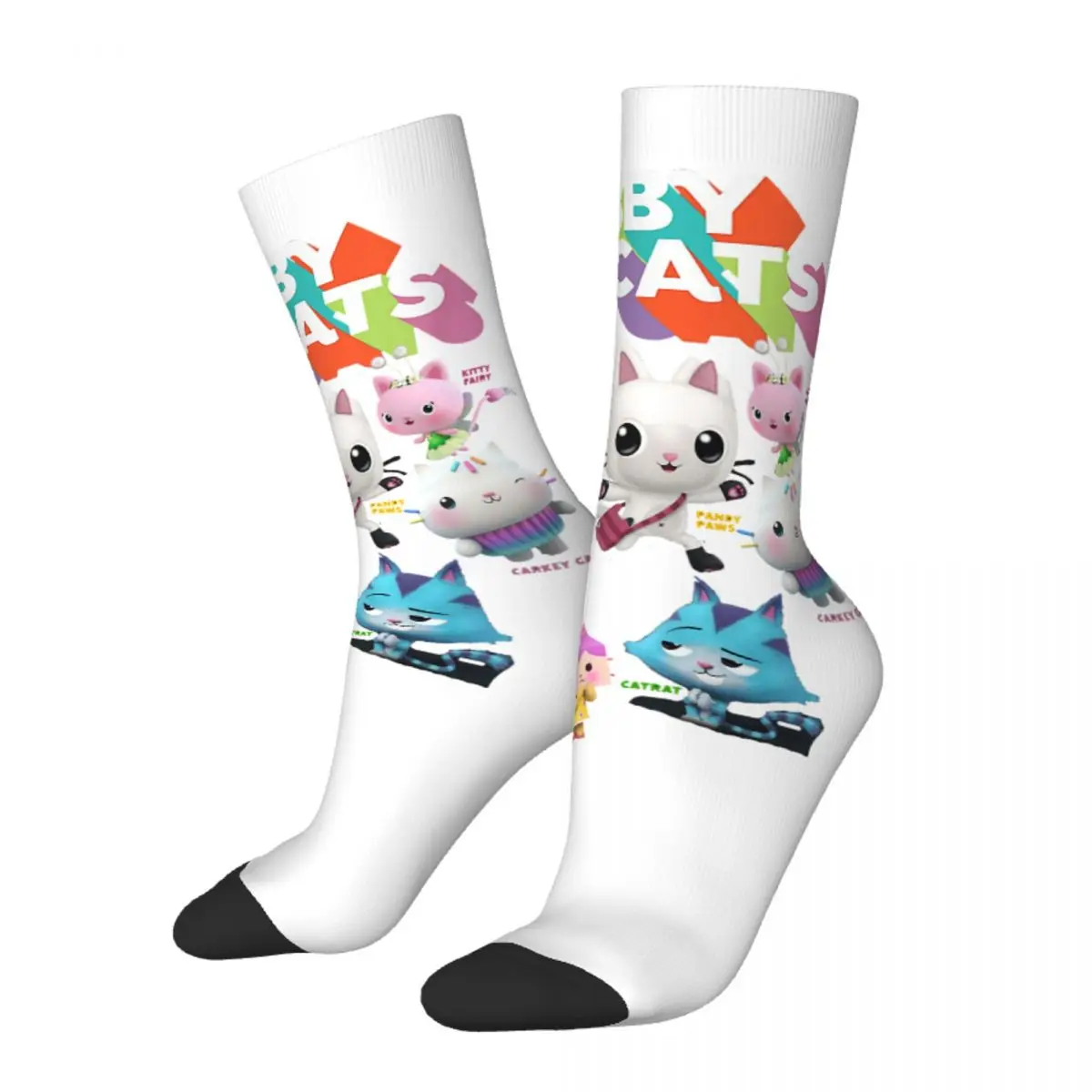 Hip Hop Retro Gabbys Cat Lcons Crazy Men's compression Socks Unisex Gabby's Dollhouse Street Style Seamless Crew Sock Boys Gift