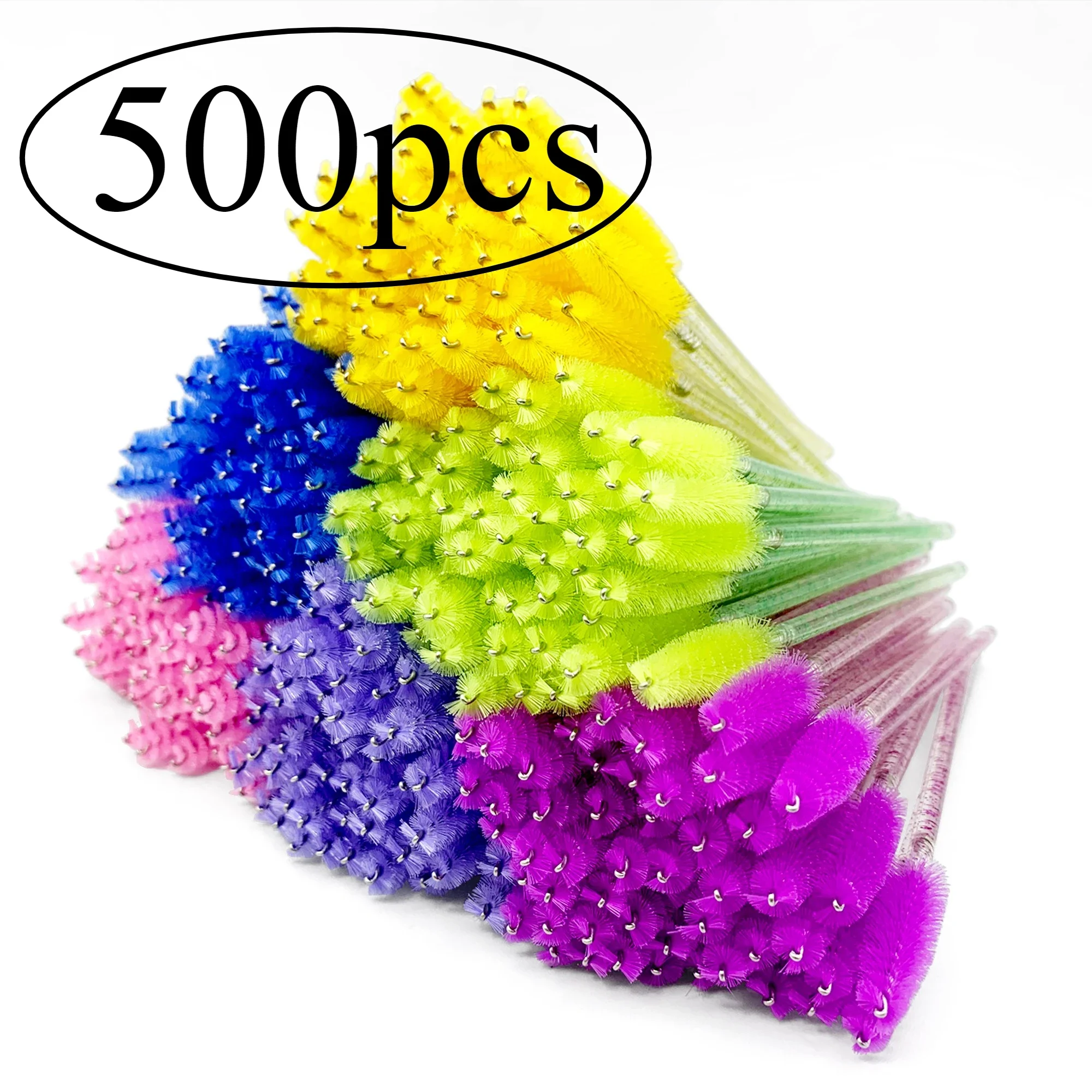 Baguettes de Mascara jetables en cristal, 500 pièces, brosse à cils, bobines pour Extension de cils et sourcils, outils de beauté colorés, vente en gros