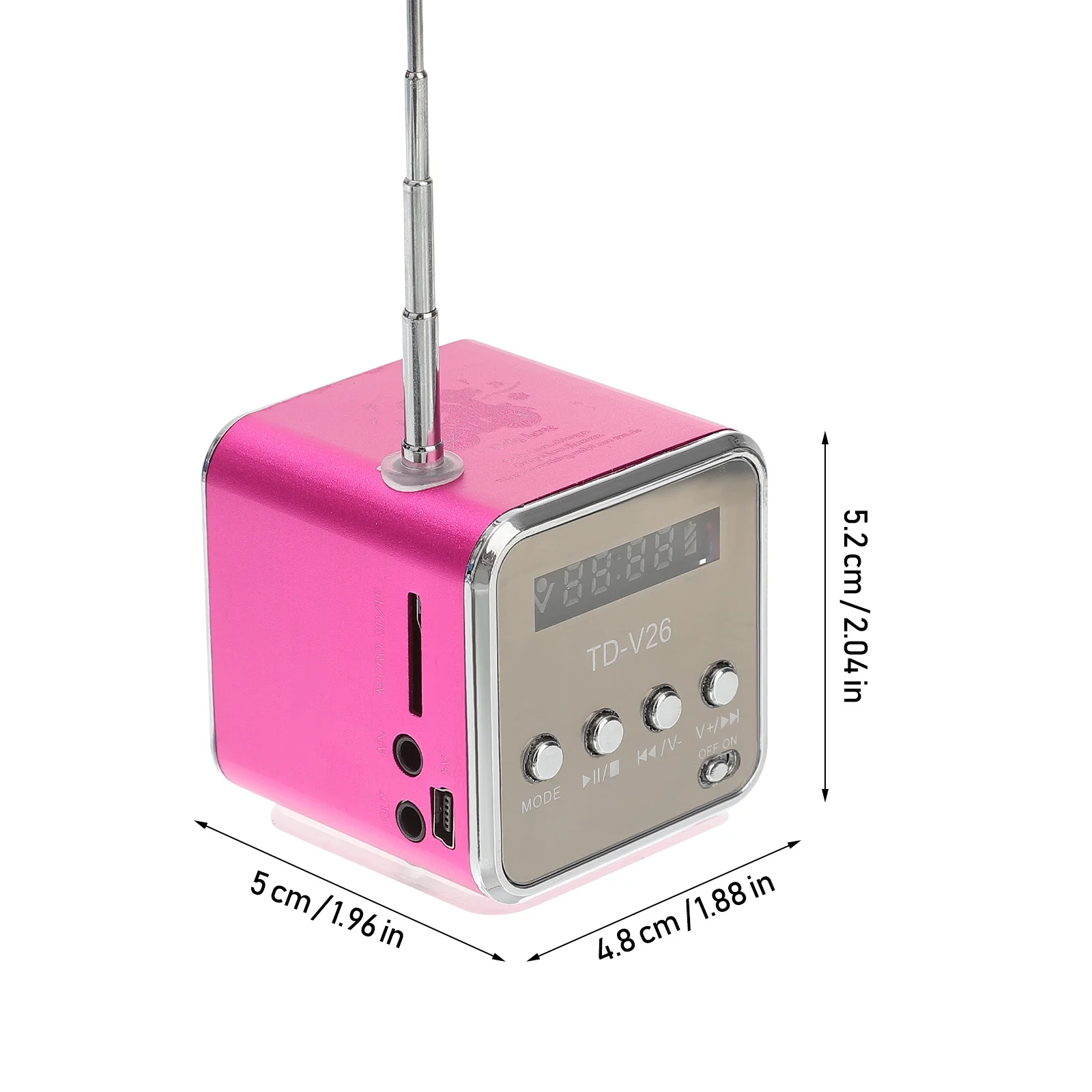 Mini Przenośny Głośnik Cyfrowy Radio MP3 Micro USB Wejście 3.5mm Wyświetlacz LED Wielokolorowe Światło Srebrny