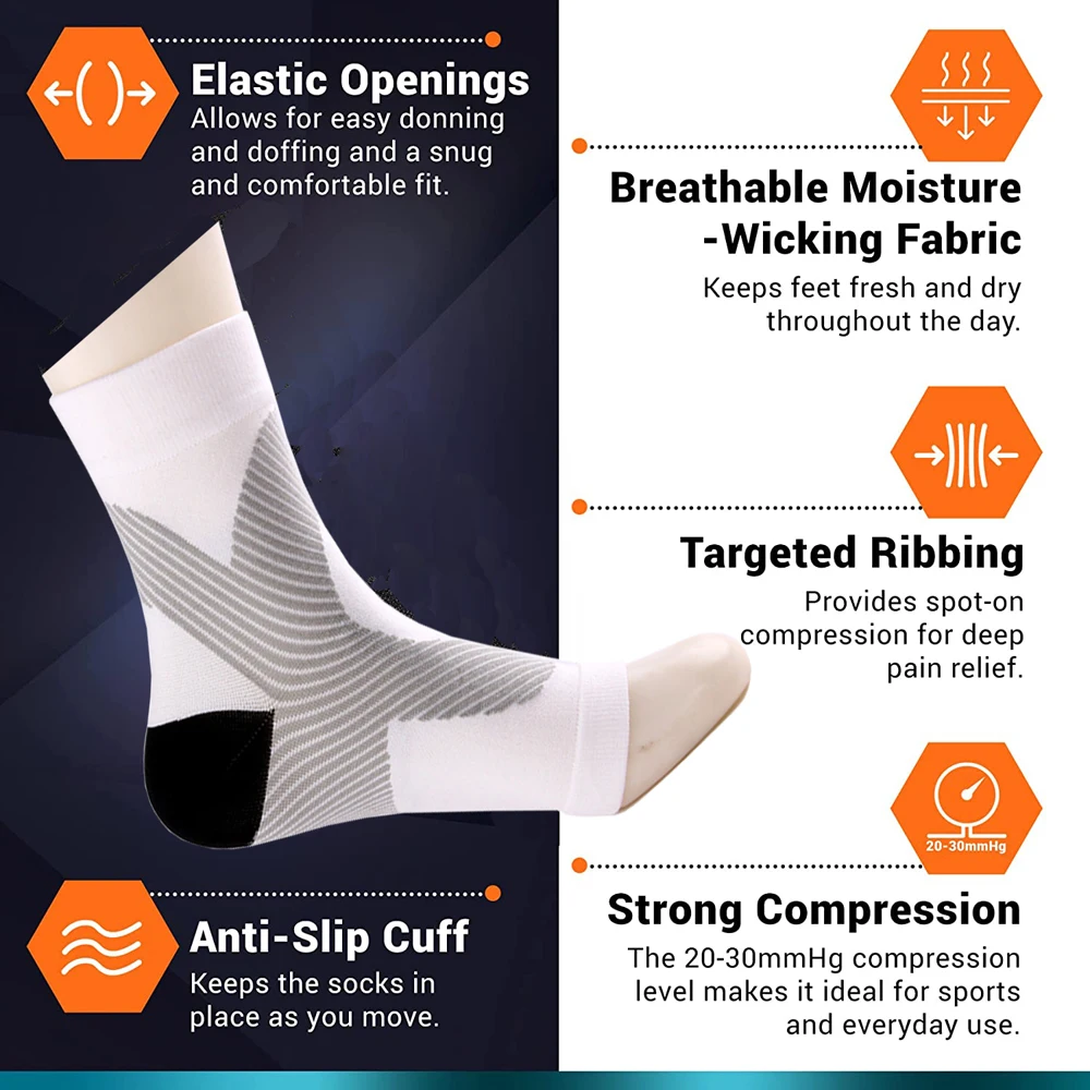 1Pair Ankle Brace Compression Sleeve for Neuropathy Pain,Achilles Tendonitis & Plantar Fasciitis Relief,Foot Brace Support Socks