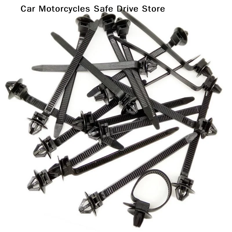 【M】10/20PCS Universal Car Nylon Black Push Mount Wire Harness Fastener Cable Clamp Clips Ties Management Car Wire Organizers